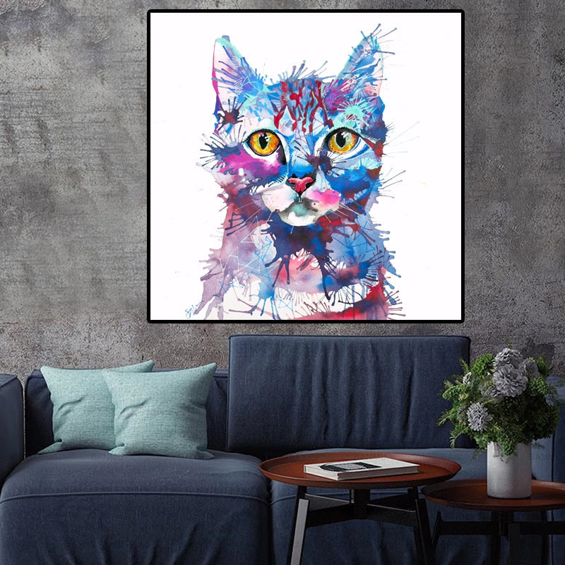 Colorful Cat Painting