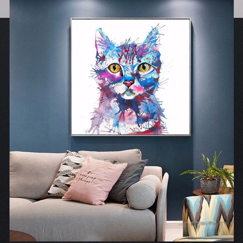 Colorful Cat Painting