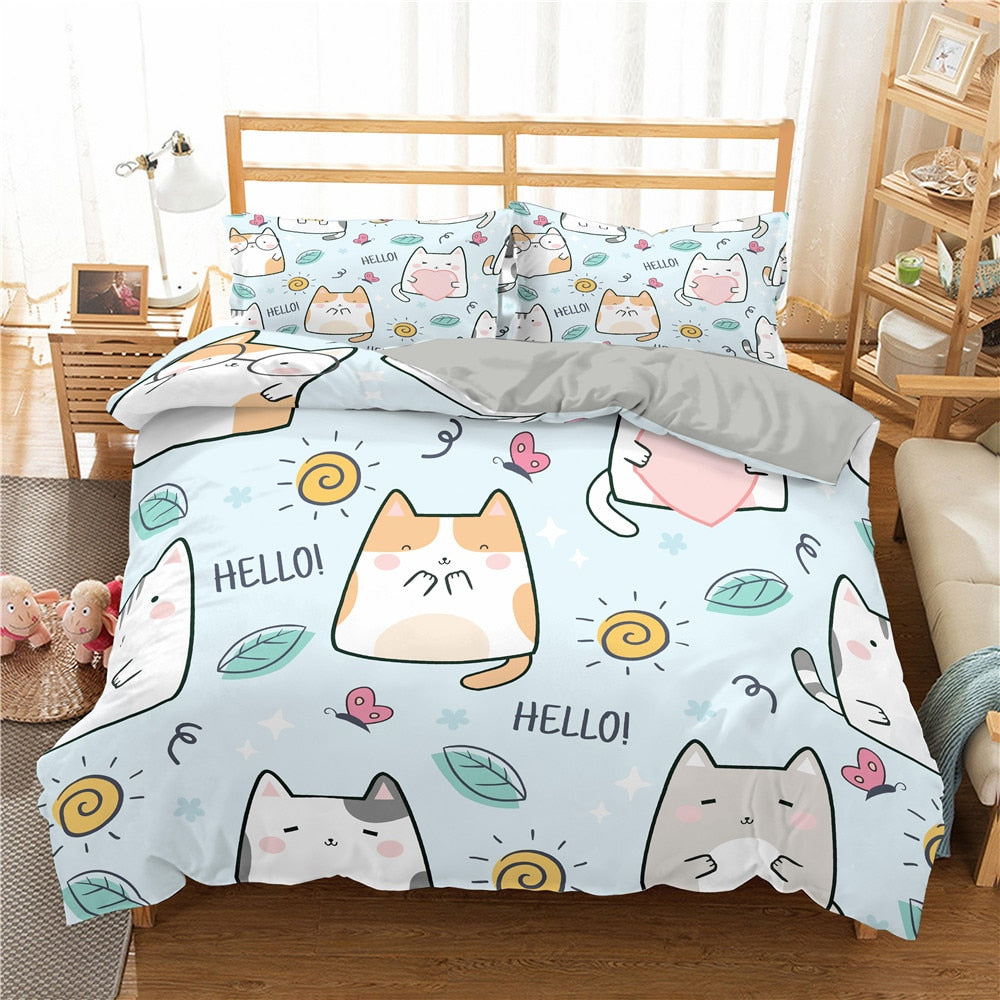 Cool Cats Duvet Cover - Light Blue / Duvet Cover / 70x133cm