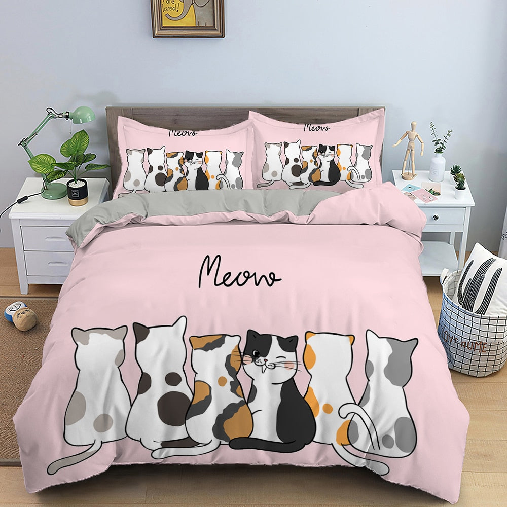 Cool Cats Duvet Cover - Light Pink / Duvet Cover / 70x133cm