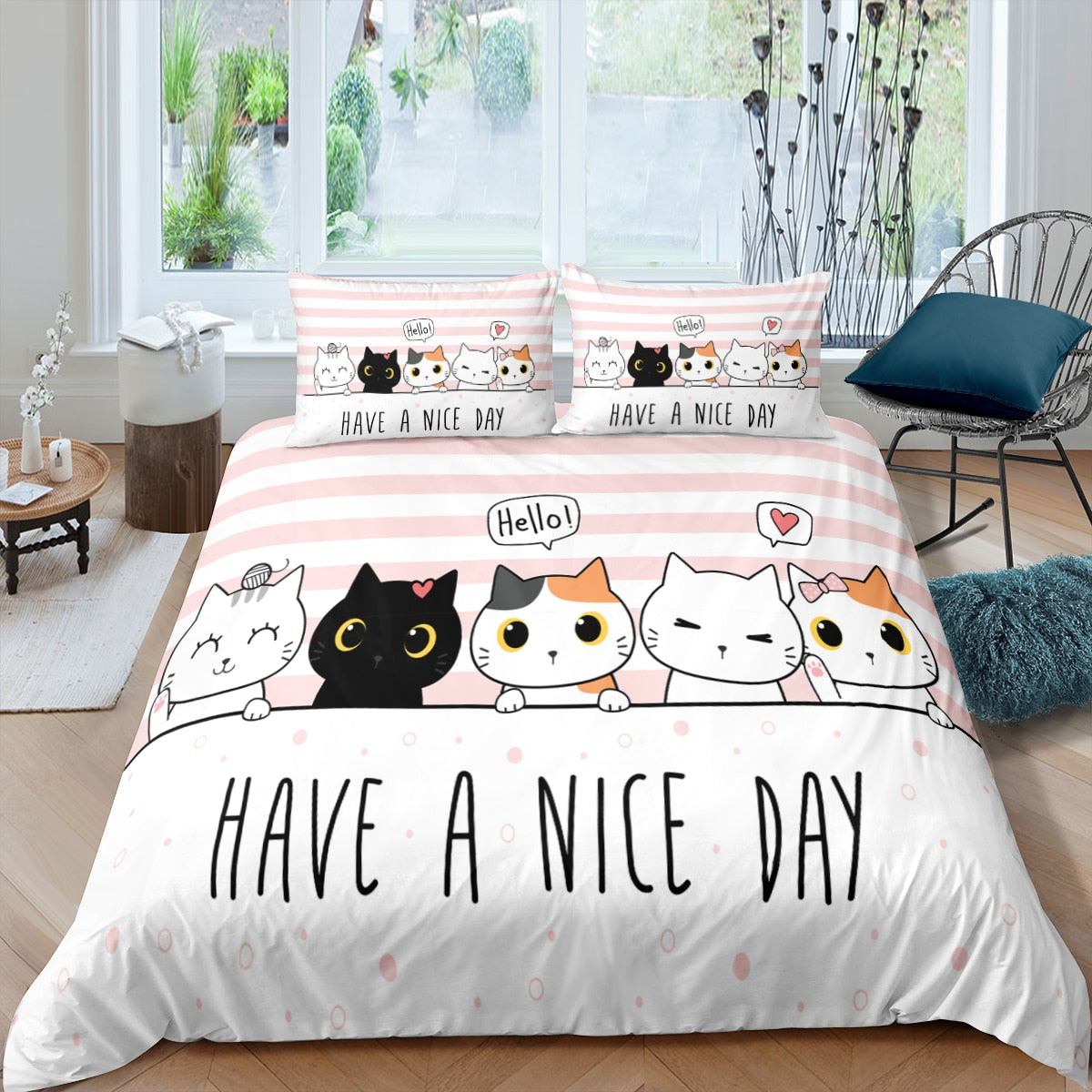 Cool Cats Duvet Cover - Pink White / Duvet Cover / 70x133cm