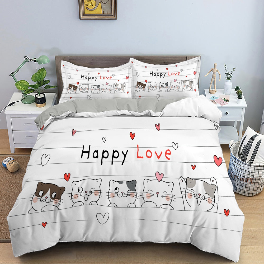 Cool Cats Duvet Cover - White / Duvet Cover / 70x133cm 2pcs