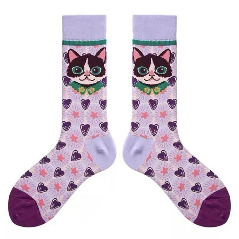 Crochet Cat Socks - Purple / EUR36-41 - Cat Socks