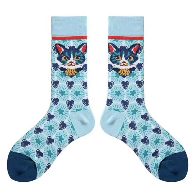 Crochet Cat Socks - Blue / EUR36-41 - Cat Socks