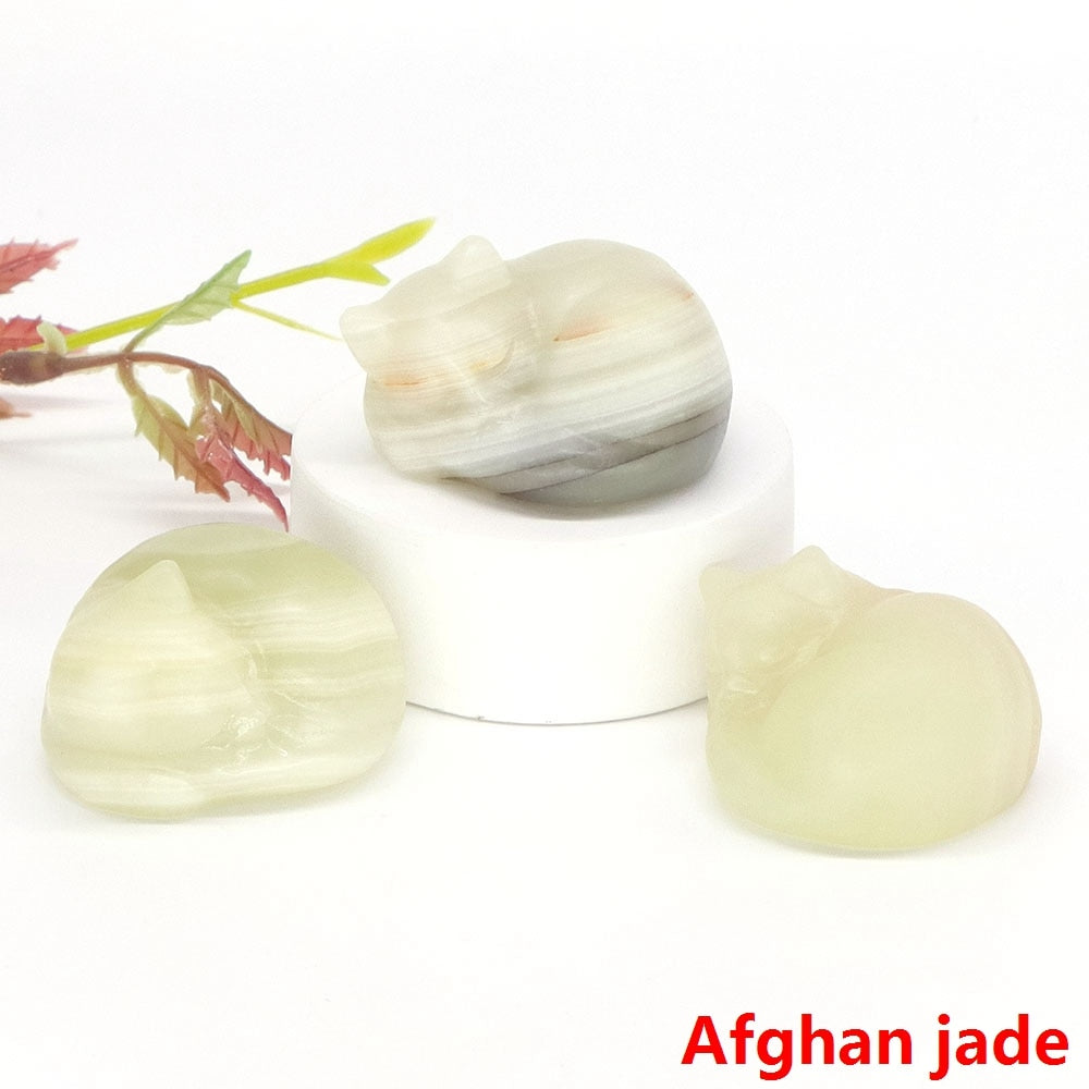 Crystal Cat Figurine - African Jade / 1pc