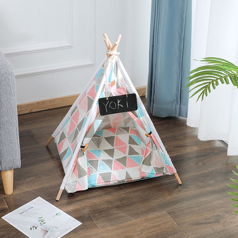 Cushioned Tent Cat Bed - Pink / 48X48X46X32CM