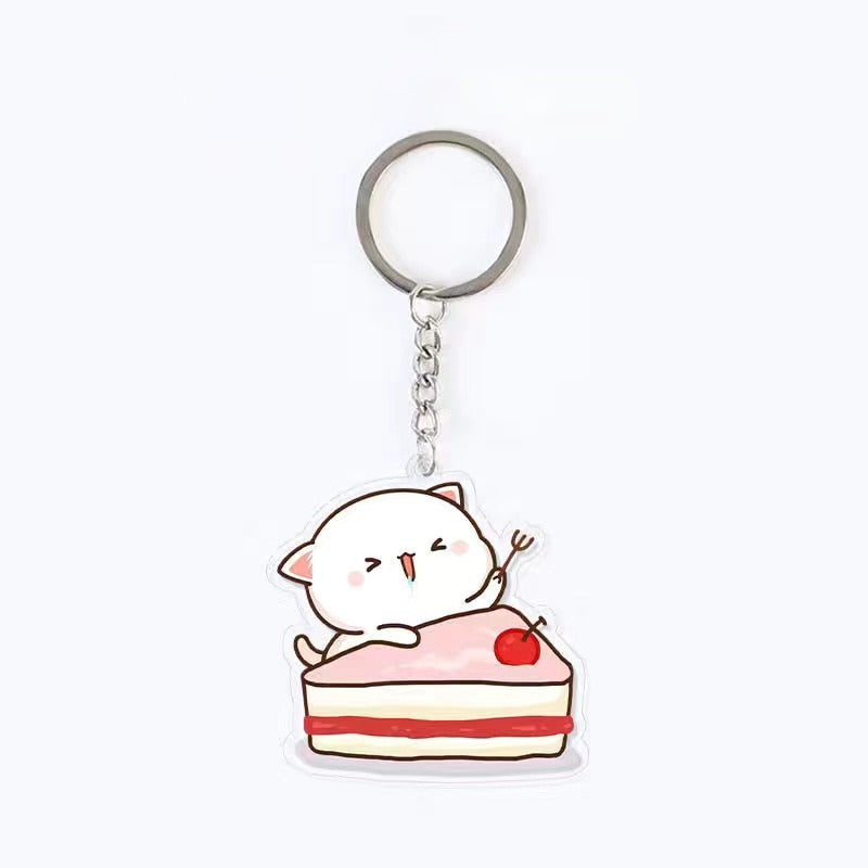 Cute Acrylic Cat Keychain - Cake - Cat Keychains