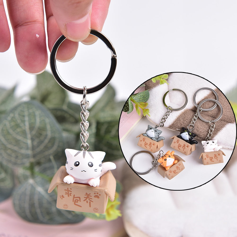 Cute Box Cat Keychain - Cat Keychains