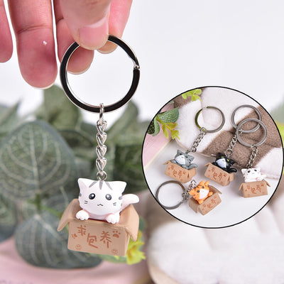 Cute Box Cat Keychain - Cat Keychains