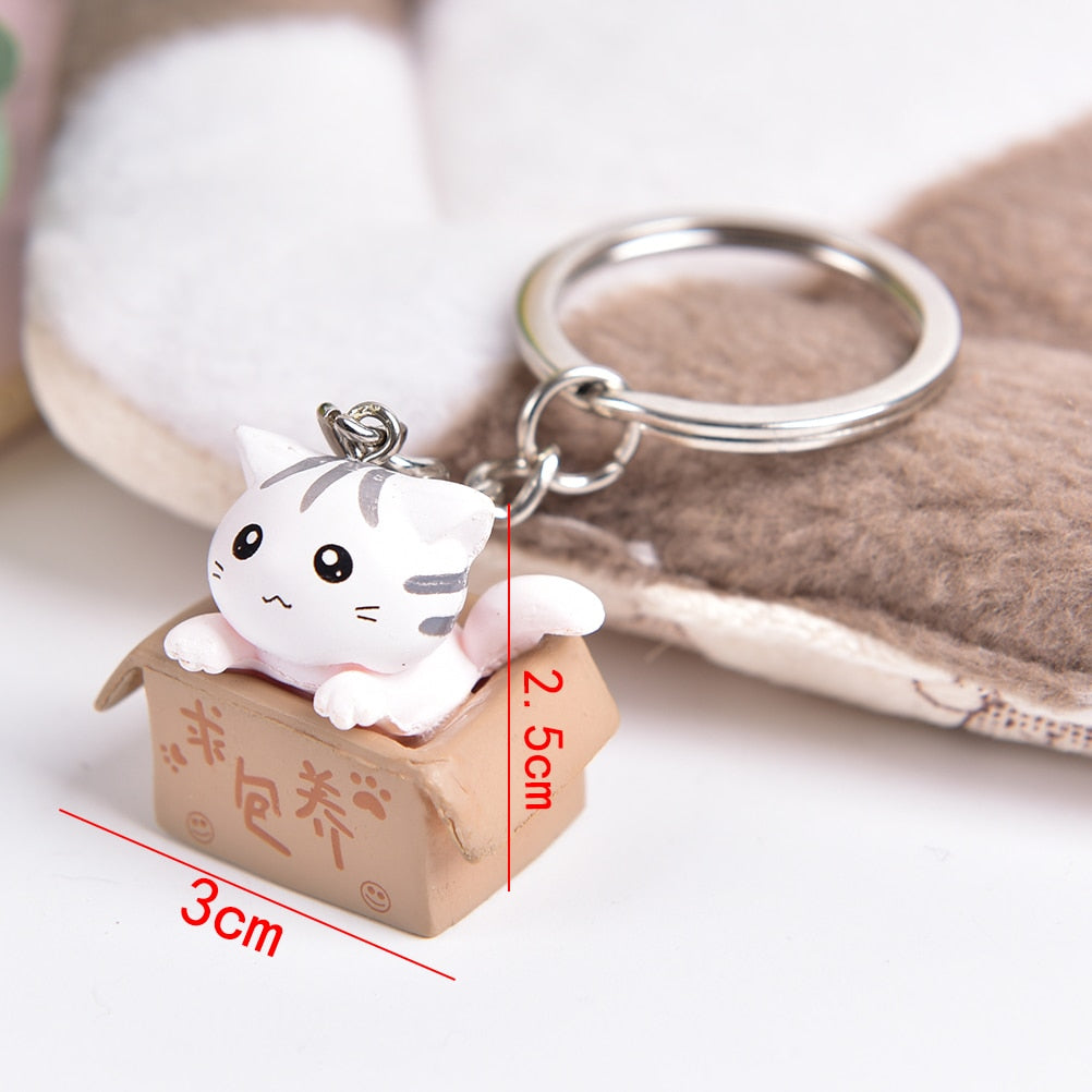 Cute Box Cat Keychain - Cat Keychains