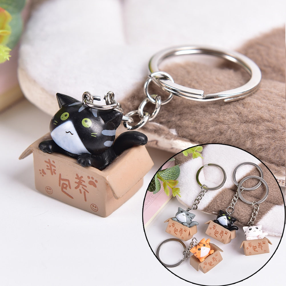 Cute Box Cat Keychain - Cat Keychains