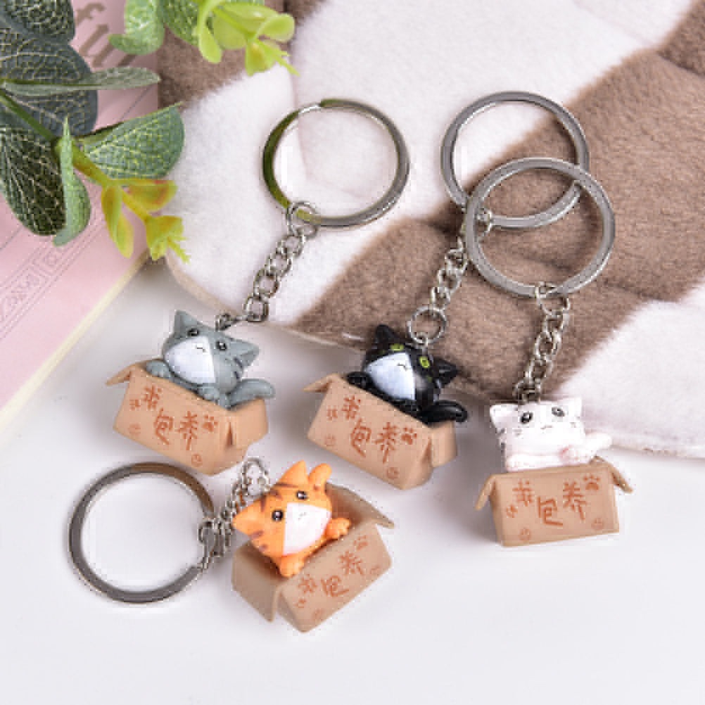 Cute Box Cat Keychain - Cat Keychains