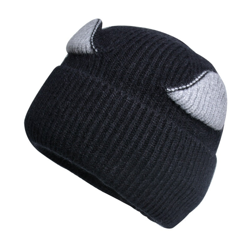 Cute Cat Beanie - Black - Cat beanie