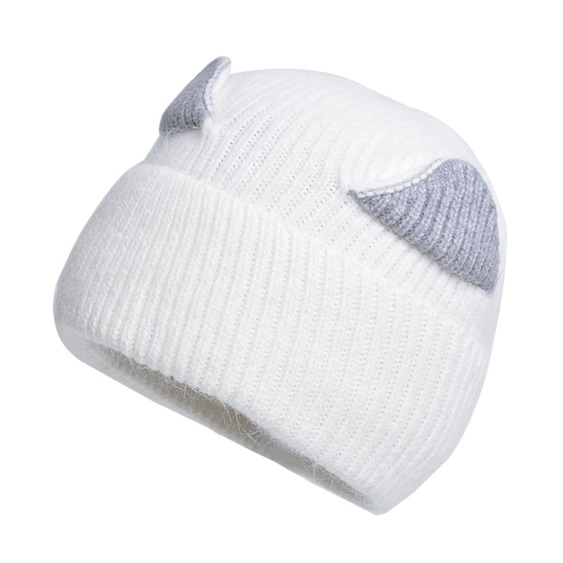 Cute Cat Beanie - White - Cat beanie