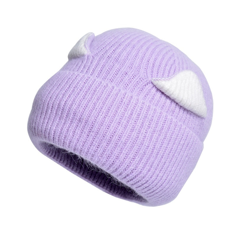 Cute Cat Beanie - Purple - Cat beanie