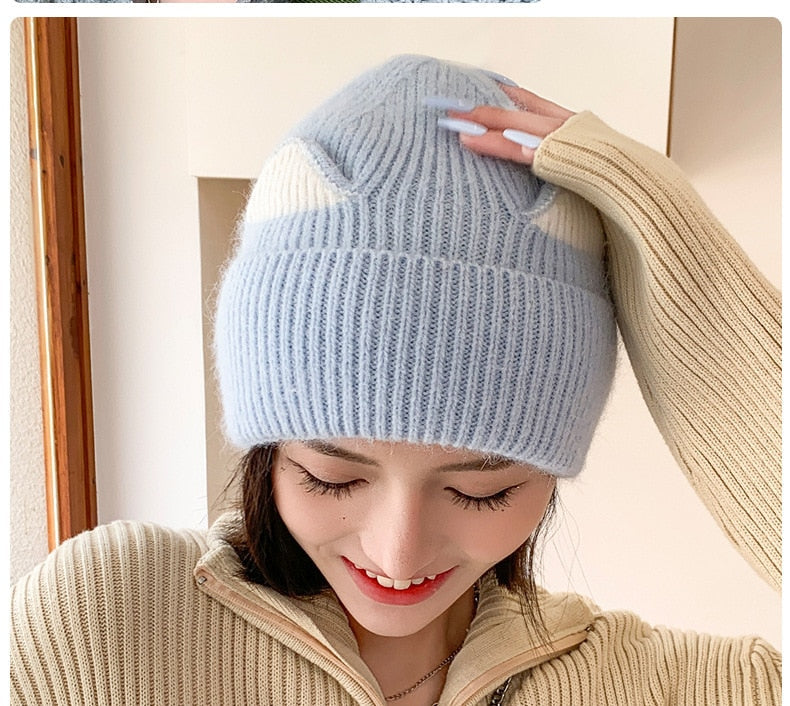 Cute Cat Beanie - Blue - Cat beanie