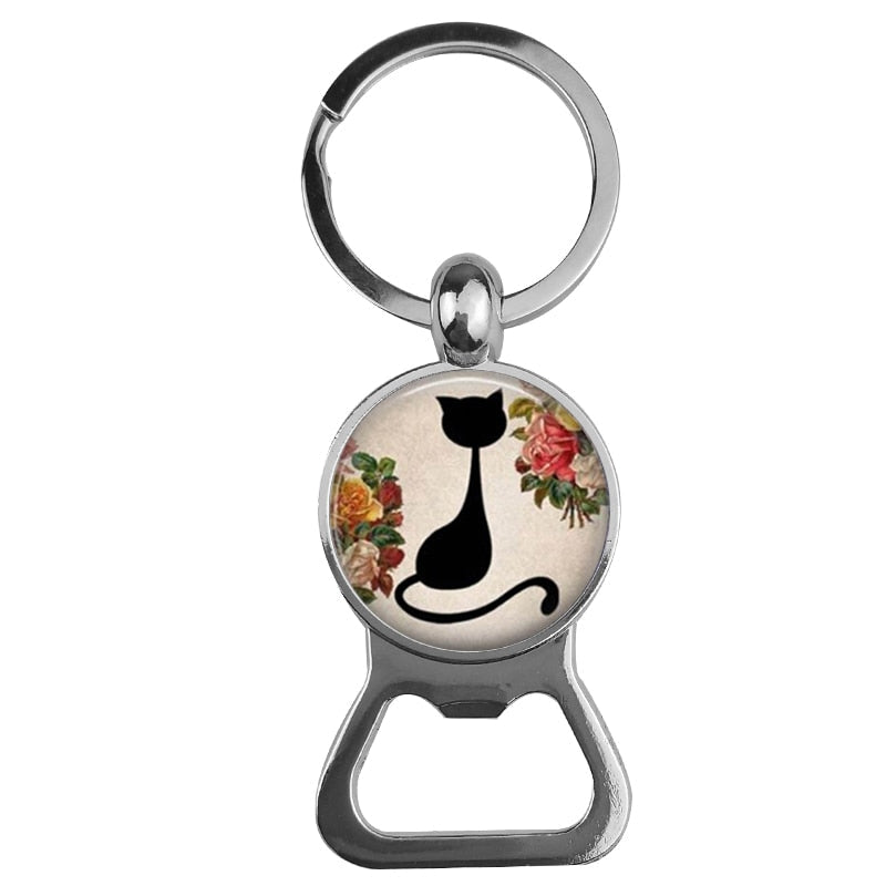 Cute Cat Bottle Opener Keychain - Beige - Cat Keychains