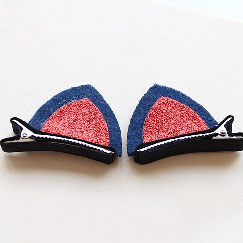 Cute Cat Ear Hair Clip - Navy Blue - Cat hair clips