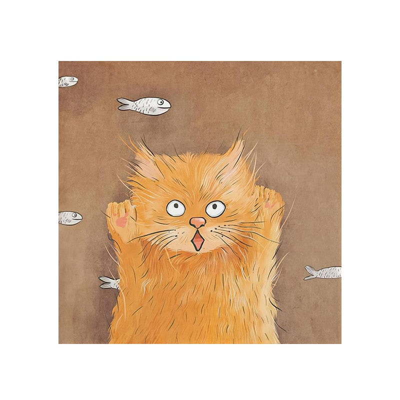 Cute Cat Face Painting - 20x20CM NO FRAME / Yellow