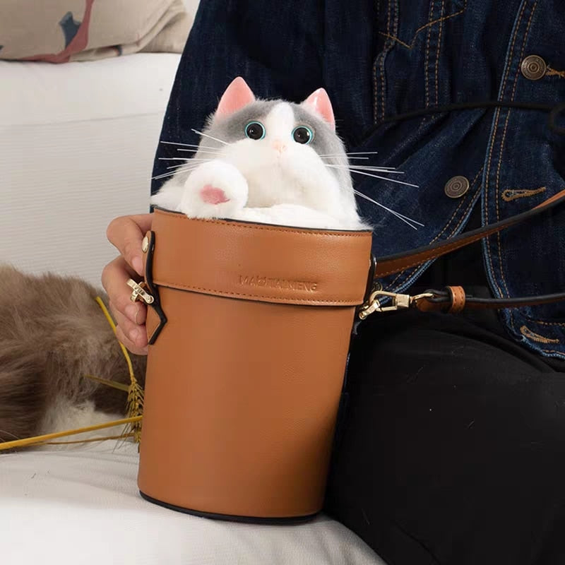 Cute Cat Handbag - Brown - Cat Handbag