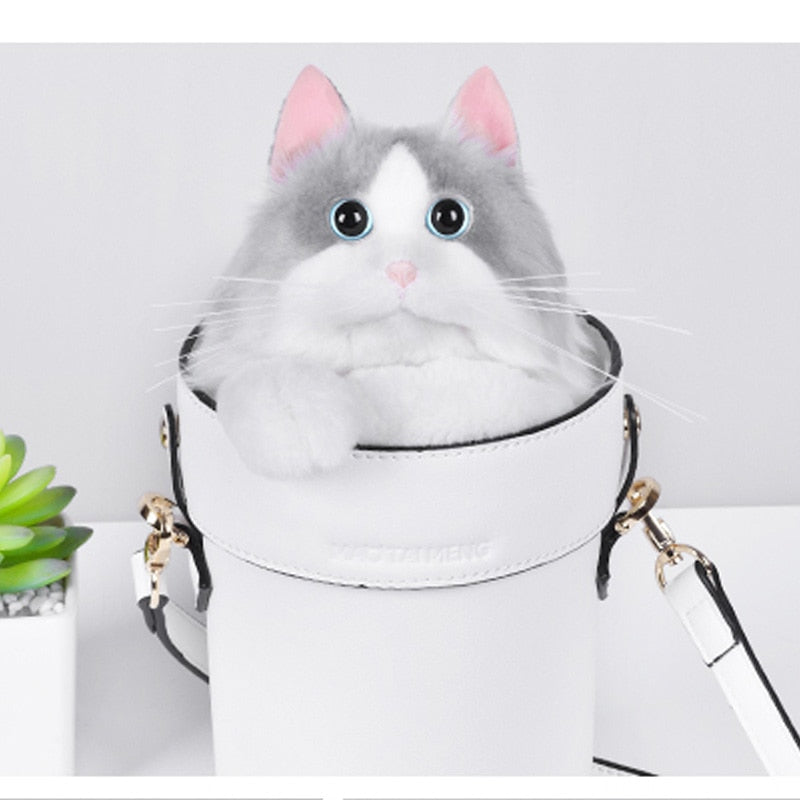 Cute Cat Handbag - White - Cat Handbag
