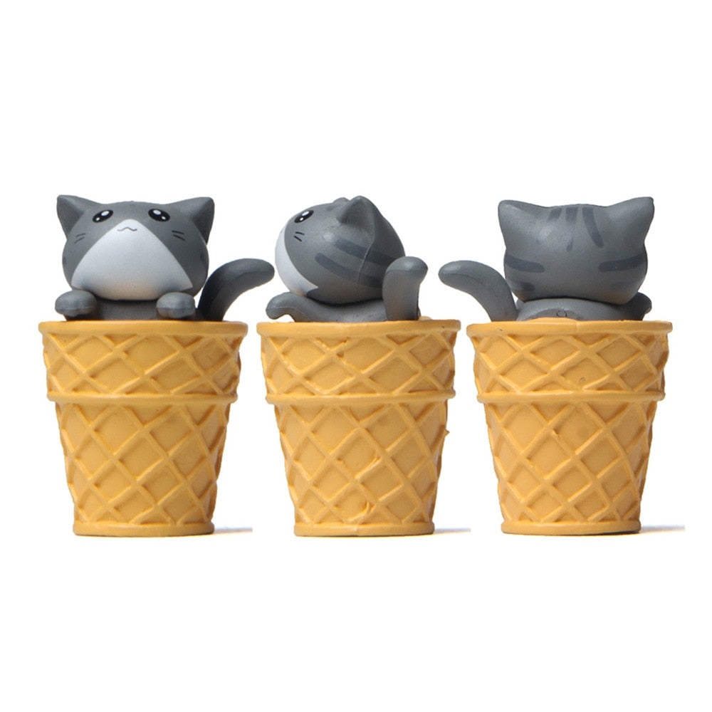 Cute Cat Ice Cream Figurines