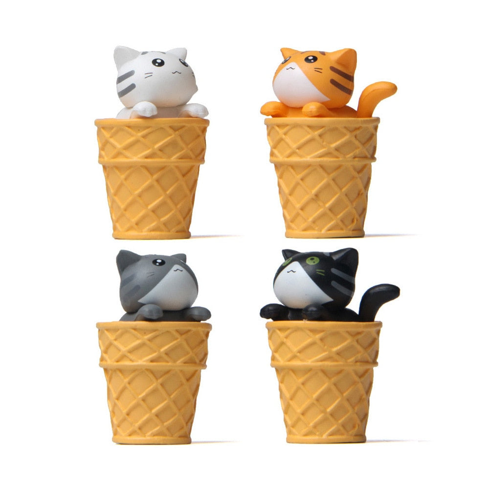 Cute Cat Ice Cream Figurines