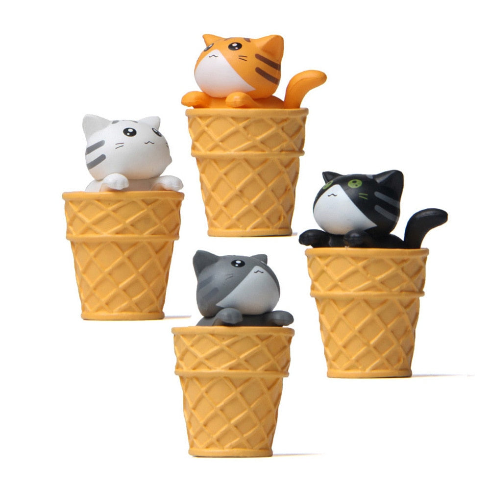 Cute Cat Ice Cream Figurines