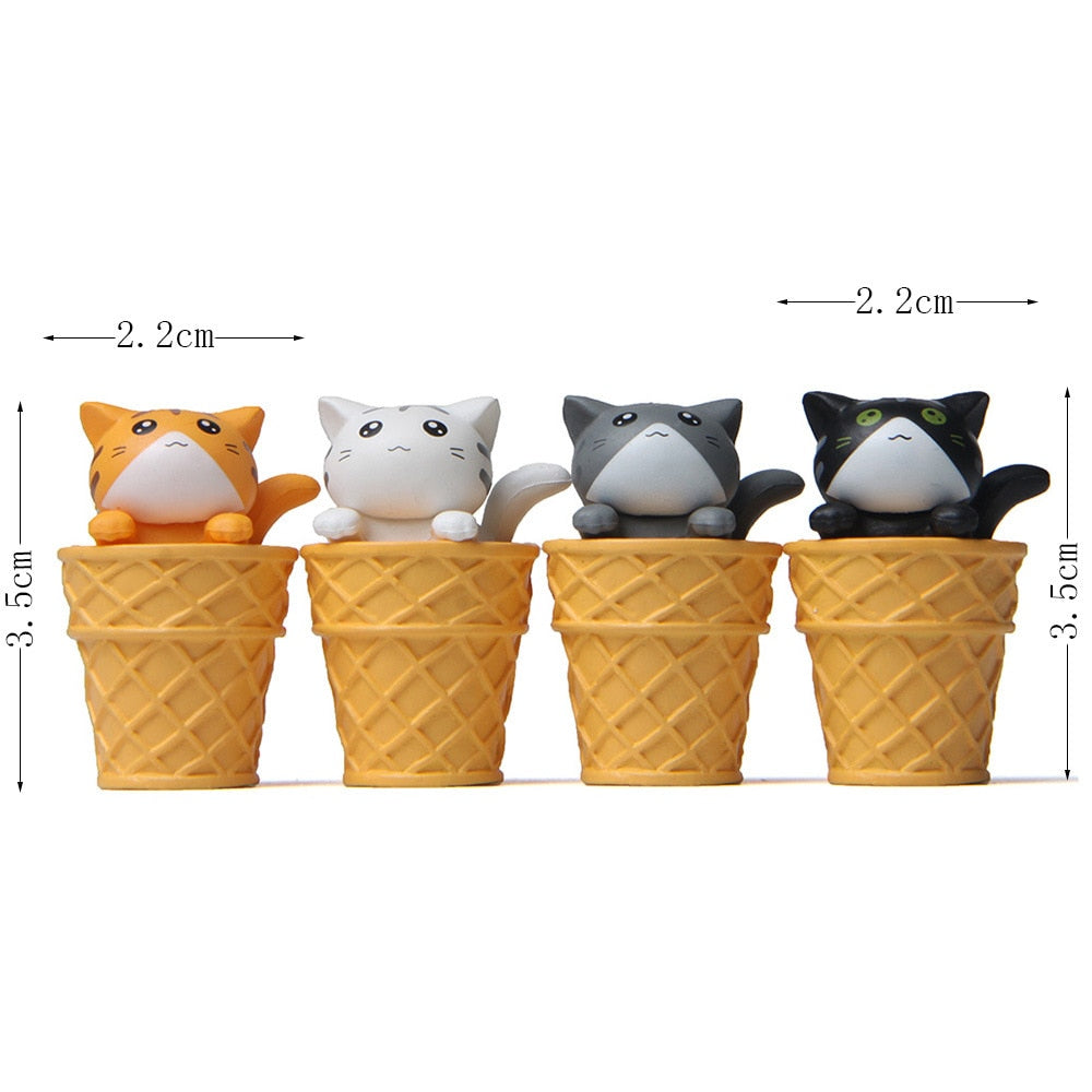 Cute Cat Ice Cream Figurines