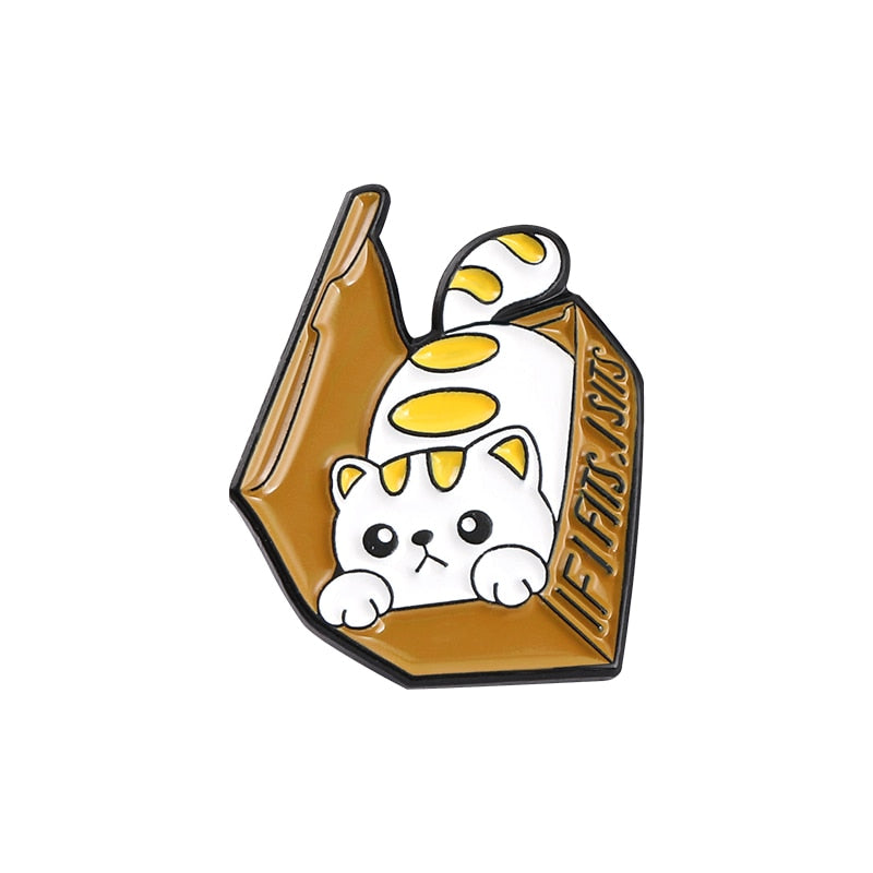 Cute cat pins - cat box