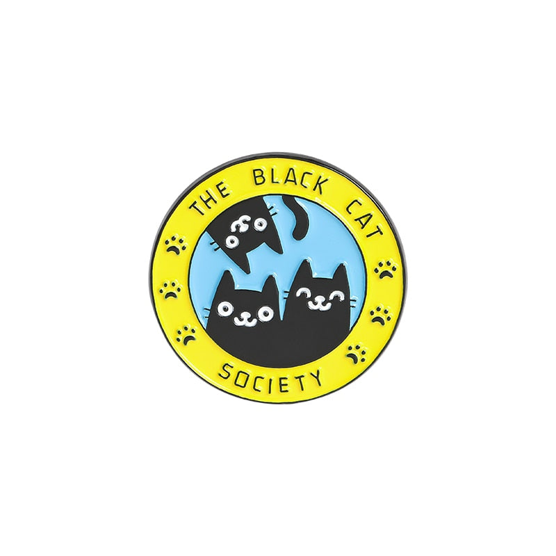 Cute cat pins - black cat Society