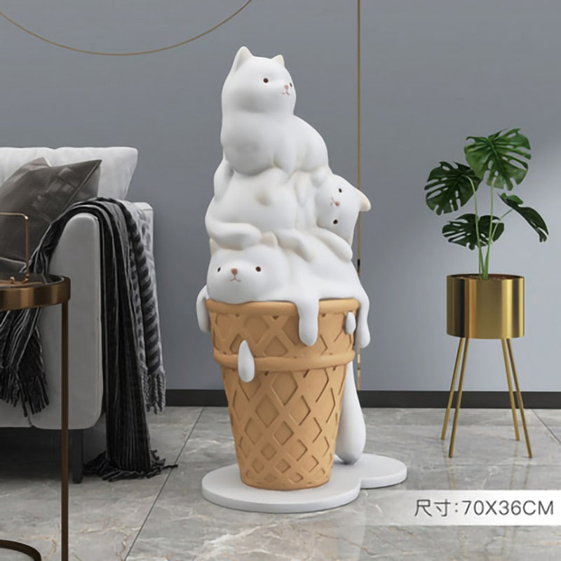 Cute Cat Statue - Khaki