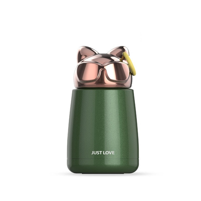 Cute Cat Thermos - 300ml / Green