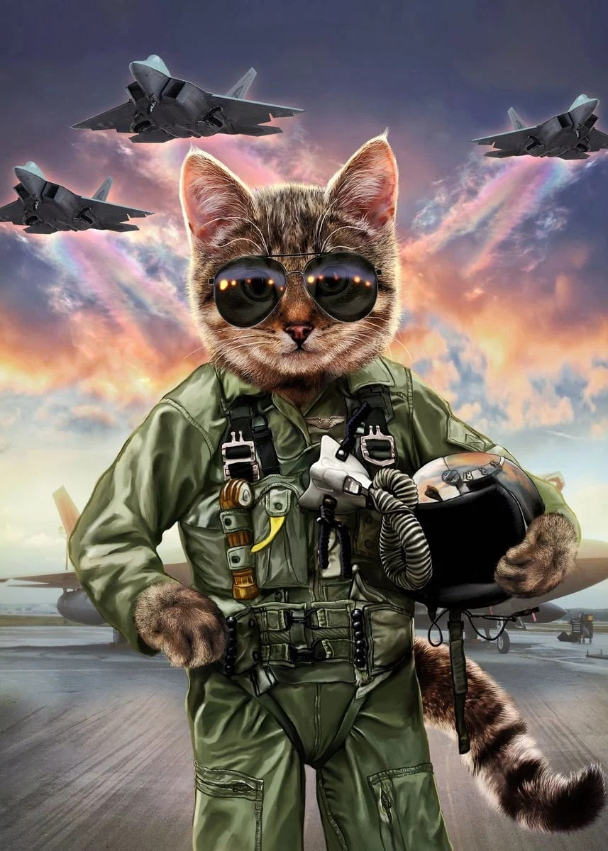 Cute Cat Wall Art - 20x30cm no frame / Soldier