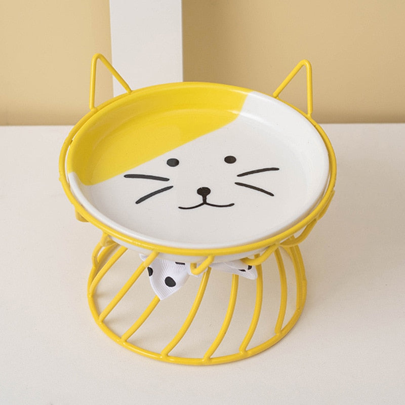 Cute Ceramic Cat Bowl - Yellow - Cat Bowls