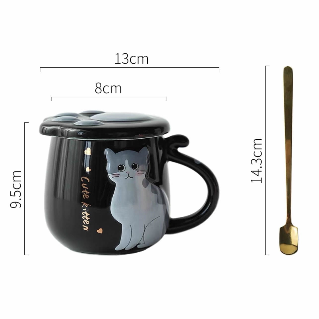 Cute Ceramic Cat Mug - Black / 400ml