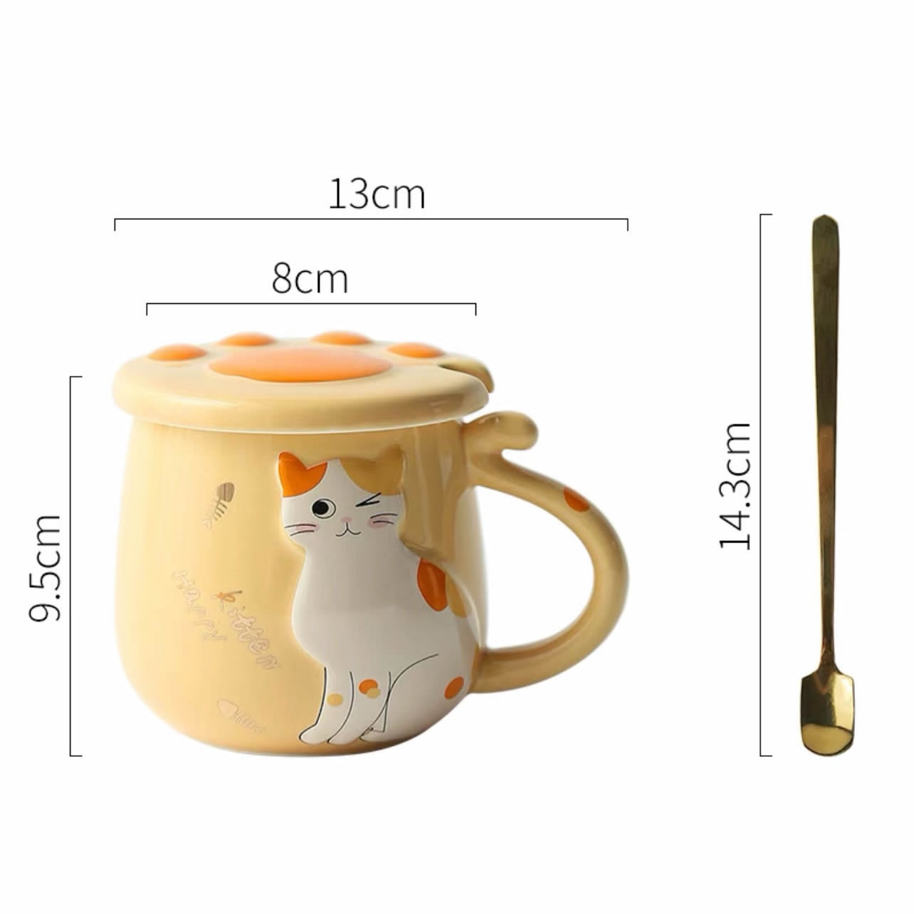 Cute Ceramic Cat Mug - Yellow / 400ml