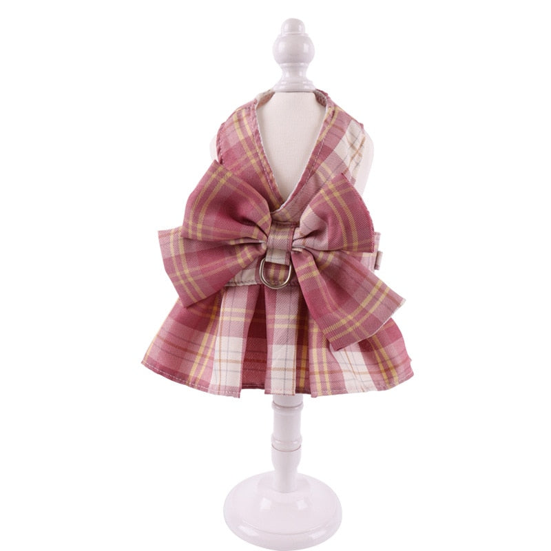 Cute Checkered Cat Dress - Pink / XS