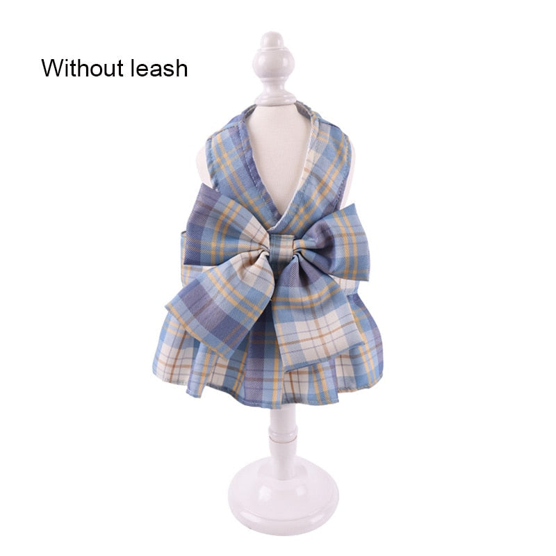 Cute Checkered Cat Dress - Light Blue / XS