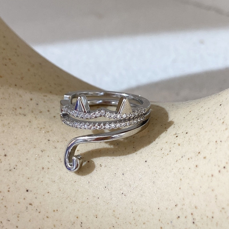 Cute Diamond Cat Ring - cat rings