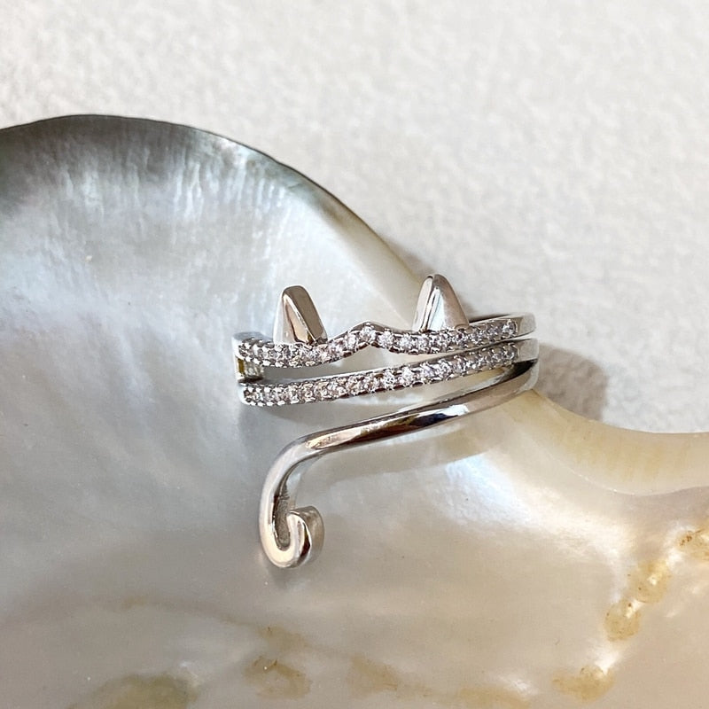 Cute Diamond Cat Ring - cat rings