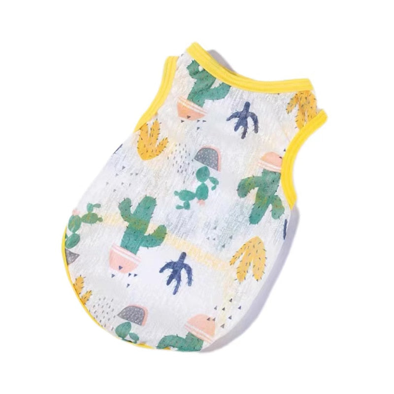 Cute Print Breathable Clothes for Cat - Cactus / XS -