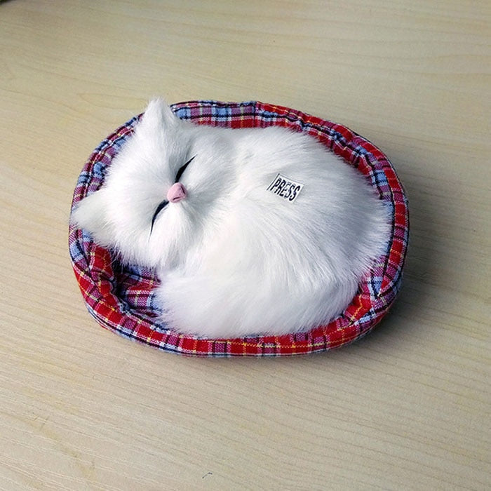 Cute Realistic cat plush - White