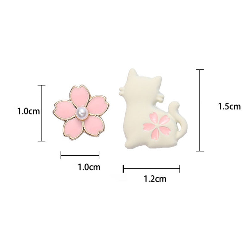 Cute Sakura Cat Earrings - Cat earrings