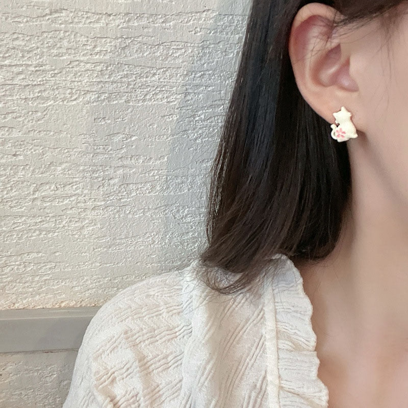Cute Sakura Cat Earrings - Cat earrings
