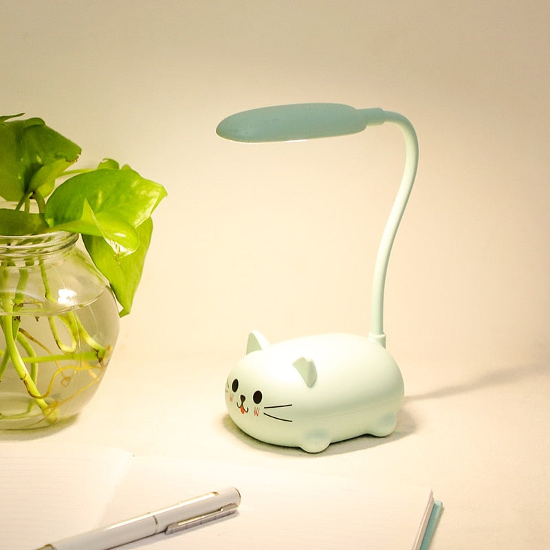 Desk Cat Night Lamp - Blue