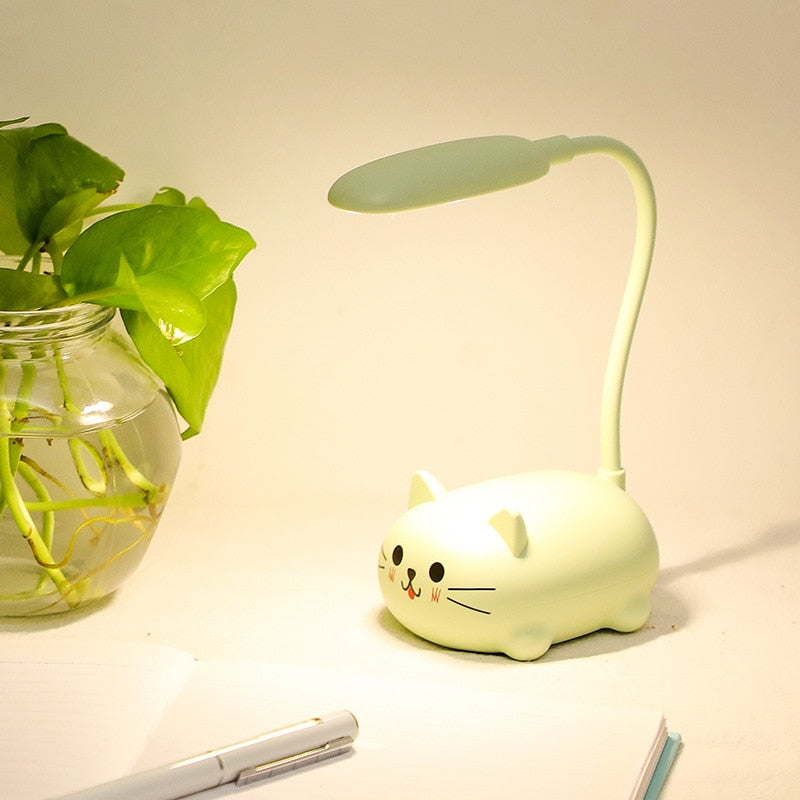 Desk Cat Night Lamp - Green