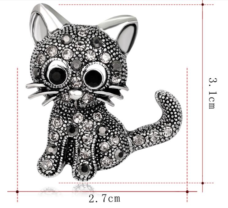 Diamond cat Brooch - Diamond cat Brooch