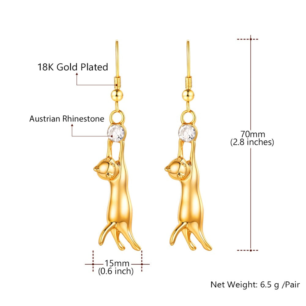 Diamond Cat Earrings - Cat earrings