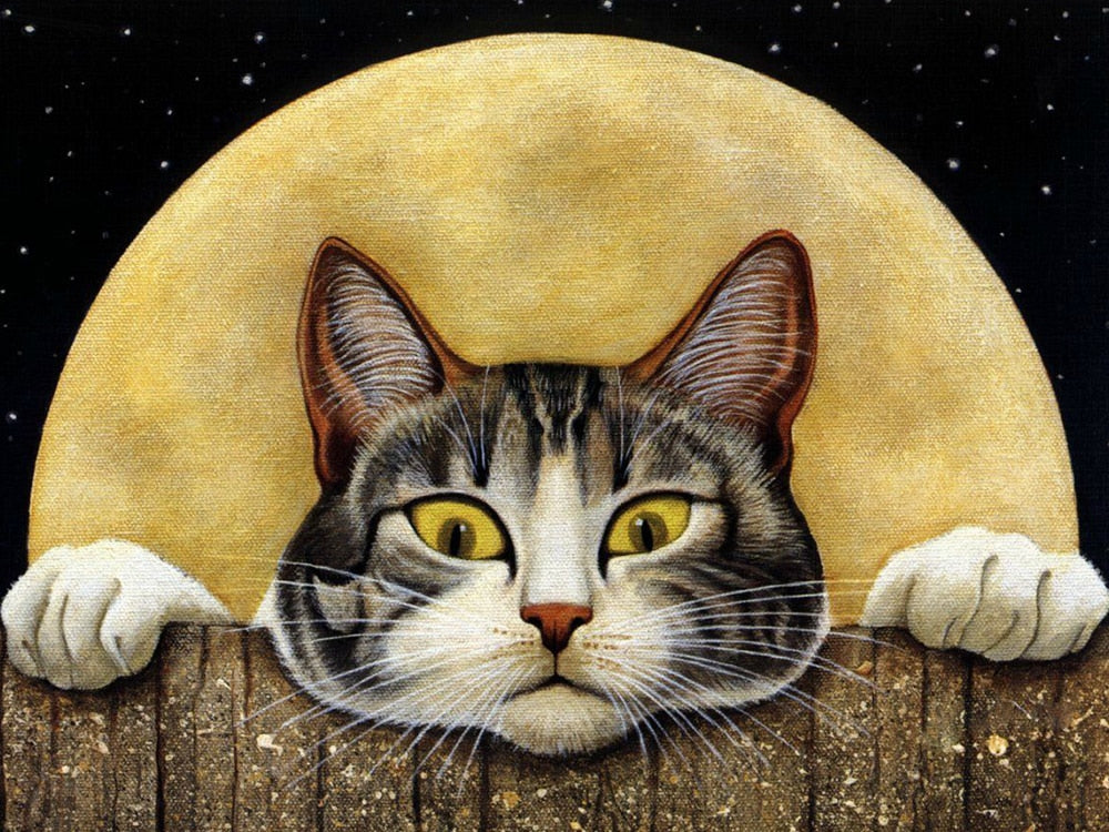 Diamond Painting Crazy Cats - Yellow / 20x30cm-Round Drill